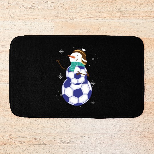 Snowman Soccer Winter Wonderland Fun Bath Mats