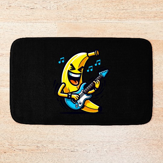 Rockin' Banana with Electric Guitar – Fun Cartoon Bath Mats