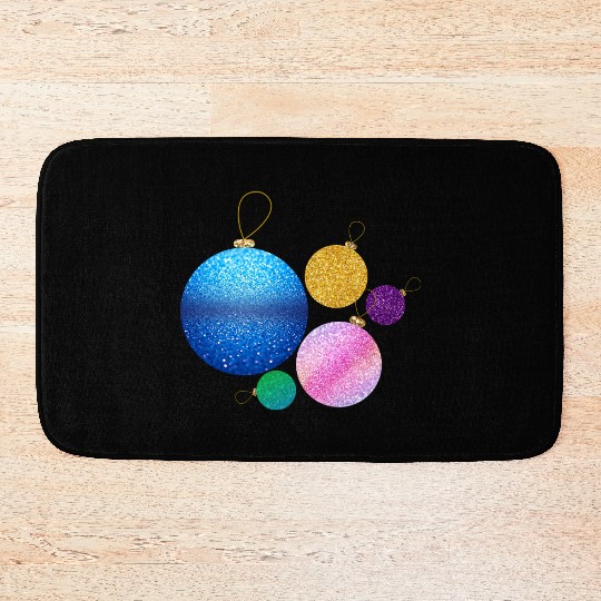 Xmas multicolor glisser balls ornement Bath Mats