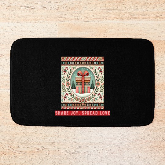 Gift Season, Share Joy, Spread Love Holiday Design Bath Mats