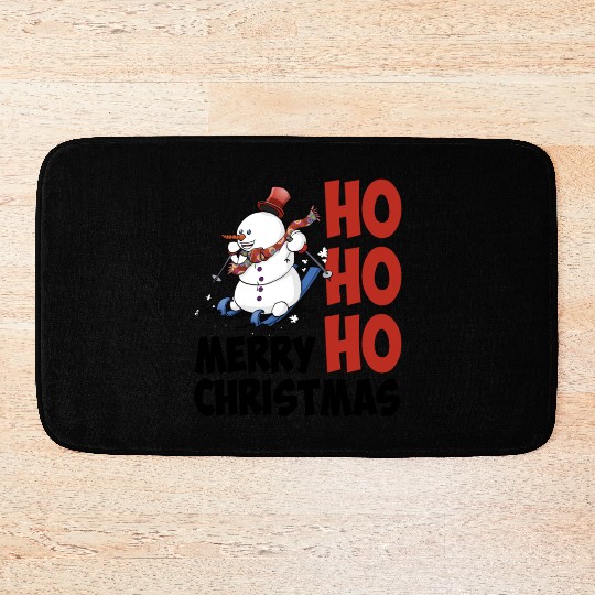 HoHoHo merry christmas, the skiing snowman Bath Mats