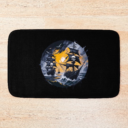 Pirate Boat, Pirates, Captain, Sailing Ship, Bath Mats