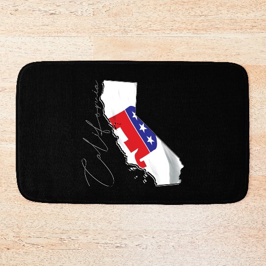 Republican Flag in California State Map CA Bath Mats