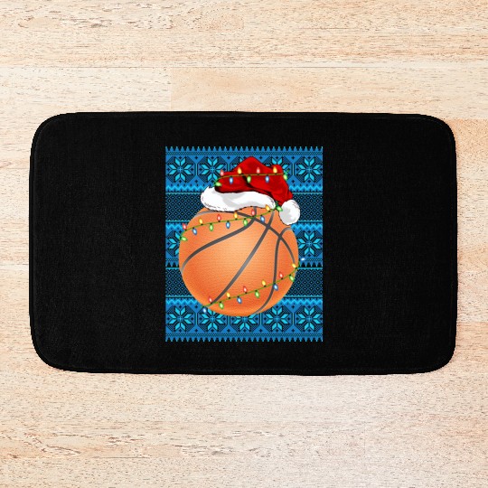 Basketball Christmas Lights Bath Mats