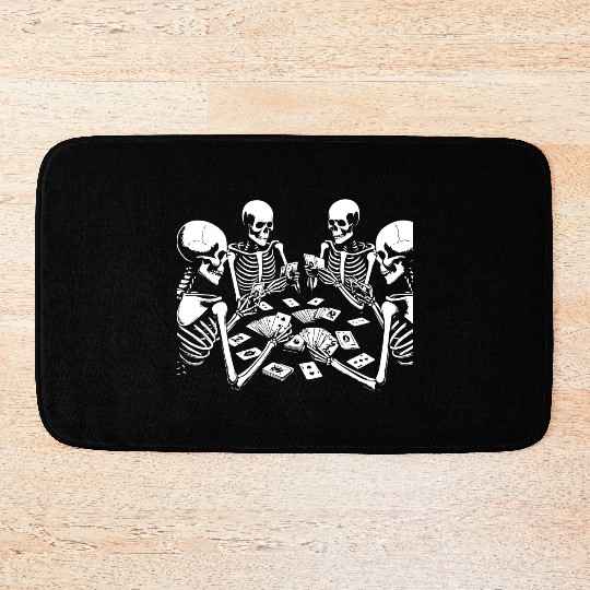 Skeletons play cards Bath Mats