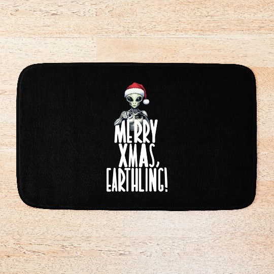Happy Xmas Earthling Alien Christmas Bath Mats
