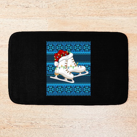 Ice Skating Christmas Lights Bath Mats