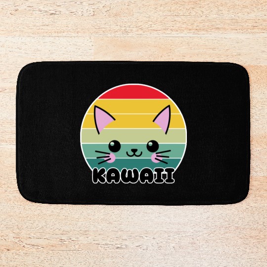 Kawaii Cat Face, Cat Lovers Bath Mats