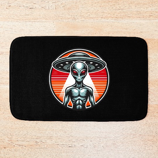 Grey Alien on Mars Bath Mats