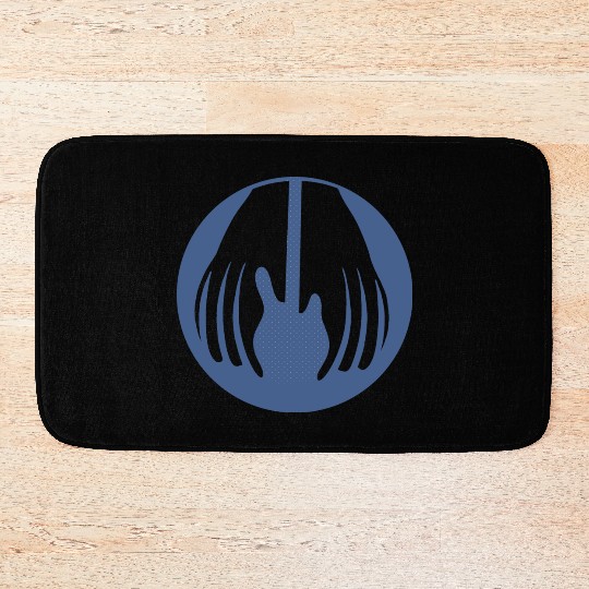 Guitar being held by two hands in this fun optical Bath Mats