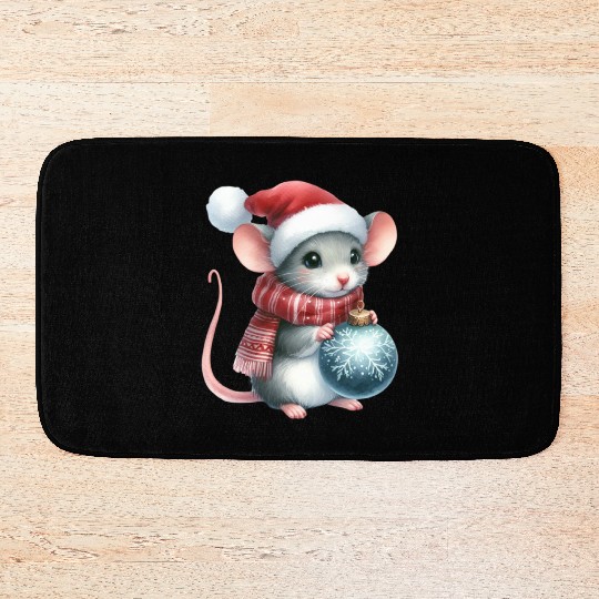 FUNNY CHRISTMAS MOUSE Bath Mats