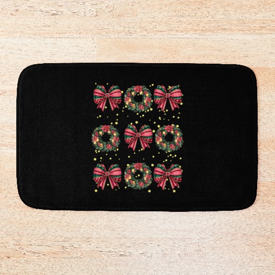 Christmas wreath, Christmas Coquette Bow Bath Mats