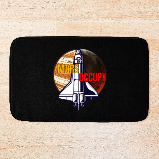 Mars Occupy -Rocket & Planet Space Design Bath Mats