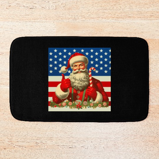 Patriotic Retro Santa: A Classic Christmas with Am Bath Mats