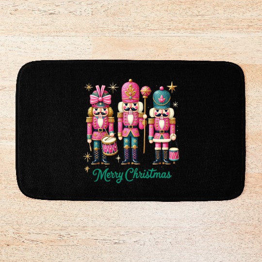 Glitter Nutcracker Friends, Merry Christmas Bath Mats