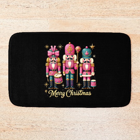 Glitter Nutcracker Friends, Merry Christmas Bath Mats