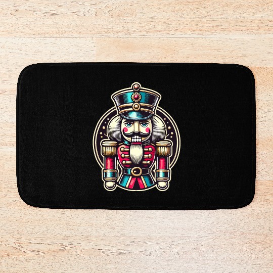 Traditional Nutcracker For Christmas Bath Mats
