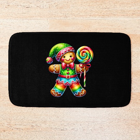 Gingerbread Christmas, Merry Christmas, Candy Bath Mats