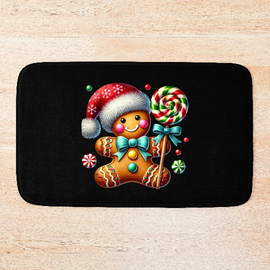 Gingerbread Christmas, Merry Christmas, Candy Bath Mats
