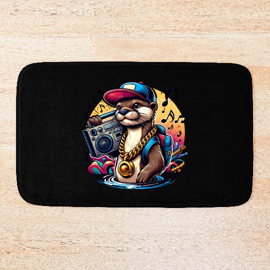 Hip Hop Otter with Boombox Vibes Bath Mats