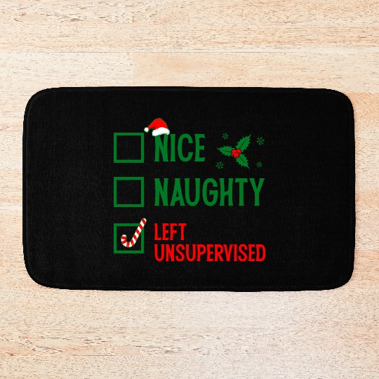 Left Unsupervised Christmas Checklist Bath Mats