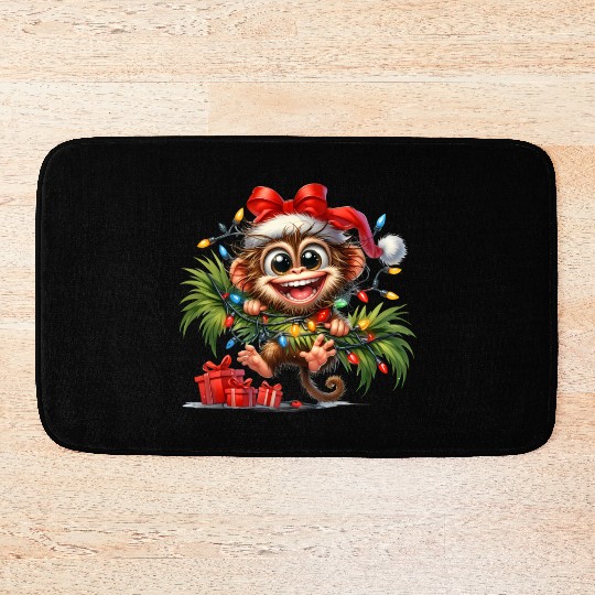 Christmas Merry Christmas For Gift Monkey Bath Mats