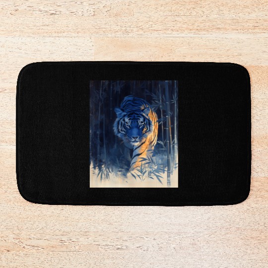 Majestic Tiger in the Bamboo Forest Bath Mats
