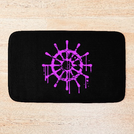 Ship Steering Wheel Sailing Graffiti Spray Drops Bath Mats