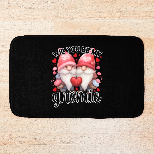 Will you be my Gnomie, Valentine Retro Bath Mats