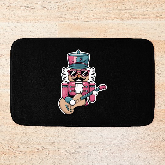 Nutcracker Playing Guitar Bath Mats