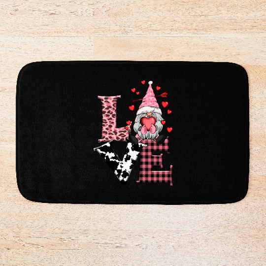 Gnomes Valentines Revelin, Valentines Retro Bath Mats