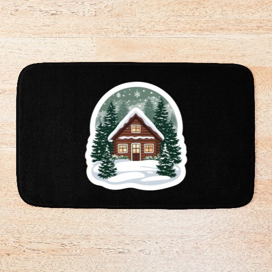 Cozy Cabin in Winter Wonderland Bath Mats