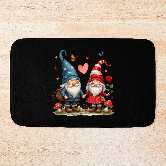 Gnomes Valentines Revelin, Valentines Retro Bath Mats