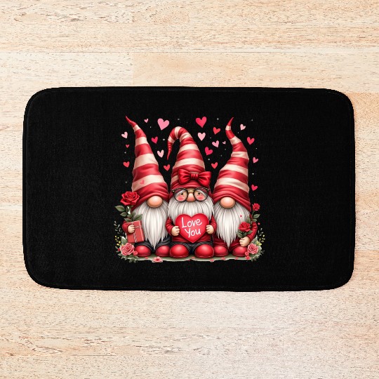 Gnomes Valentines Revelin, Valentine Retro Bath Mats