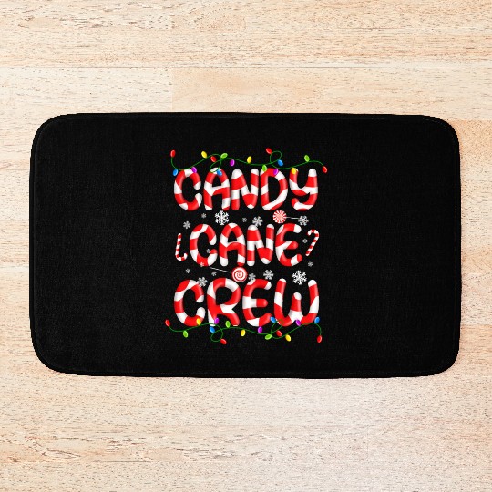 Candy Cane Crew Christmas Lights Funny Xmas Party Bath Mats