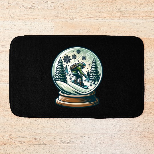 Snowboarding Adventure in Winter Wonderland Bath Mats