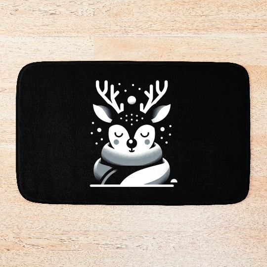 Winter Serenity Deer Illustration Bath Mats