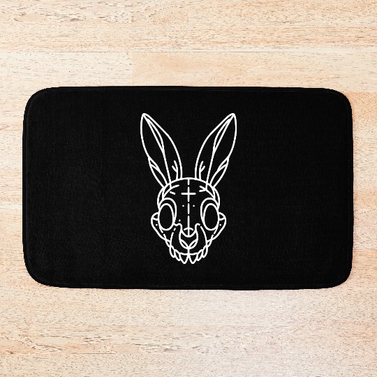 Minimalistic Vector Rabbit Skull Kids Drawing Bath Mats