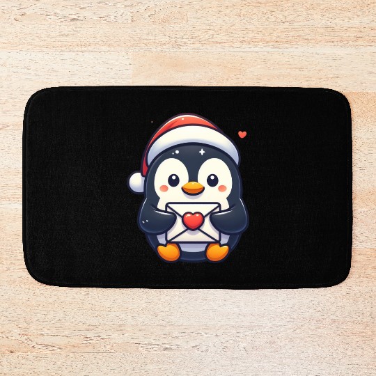 Penguin Valentine Mail with Heart Bath Mats
