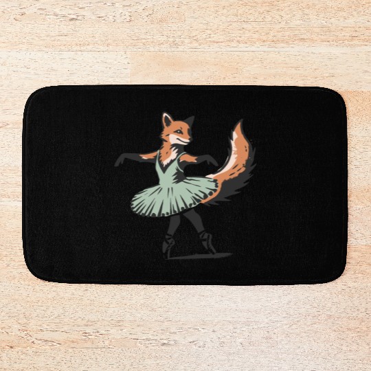 adorable stencil style fox in ballet dress Bath Mats