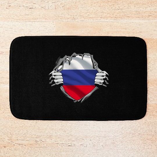 Russian Flag Breaking Through Design Bath Mats