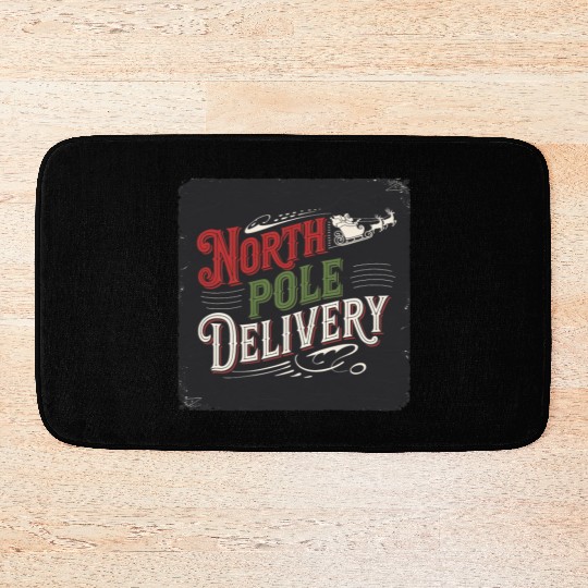North Pole Express Vintage Style Retro Christmas Bath Mats