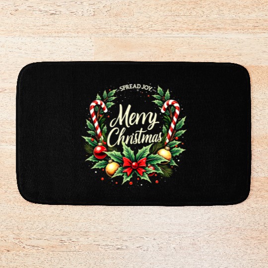 Spread Joy - Festive Merry Christmas Wreath Bath Mats