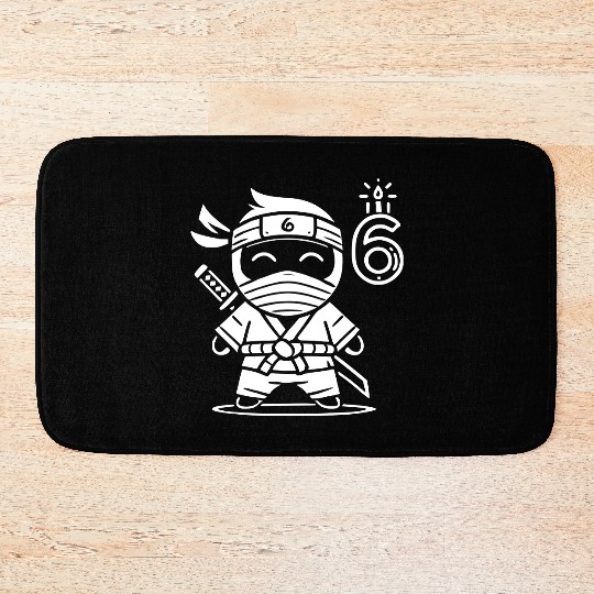 Children Ninja Kid 6th Birthday Vector path22 Bath Mats