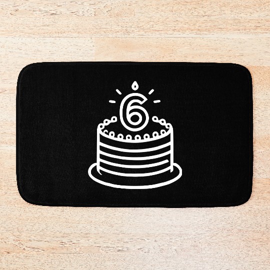 Children 6th Birthday cake Kid Vector path20 Bath Mats