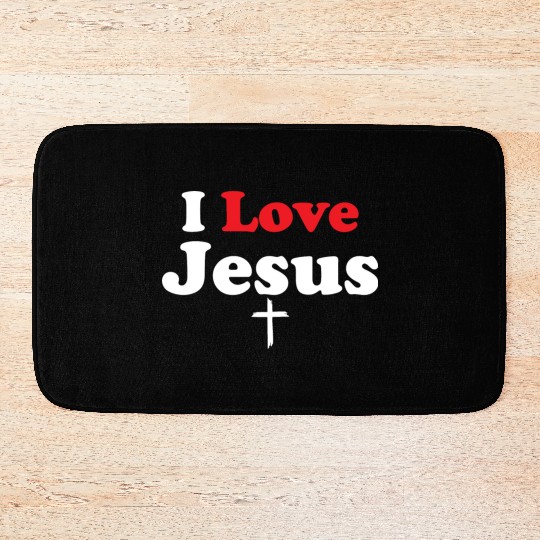 I Love Jesus Christian Christmas Bath Mats