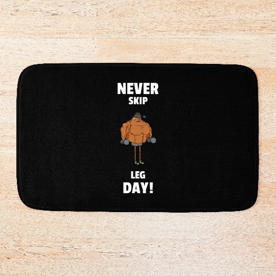 Never Skip Leg Day Funny Gym Bath Mats