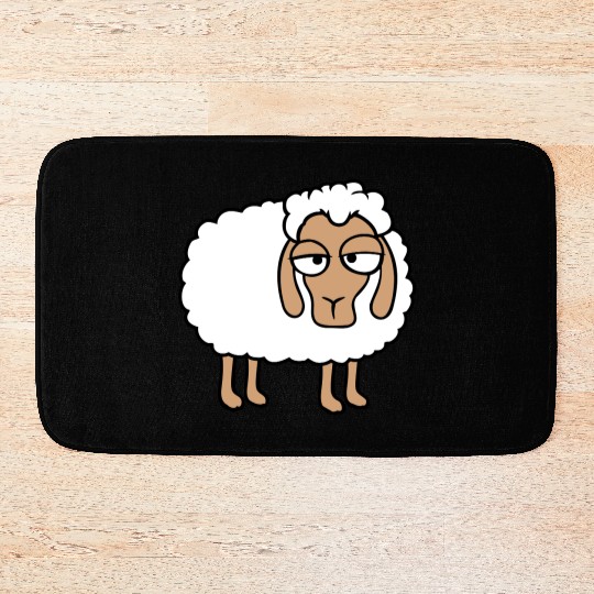Sheep Tired Bored Look Little Sweet Lamb Bad Mood Bath Mats