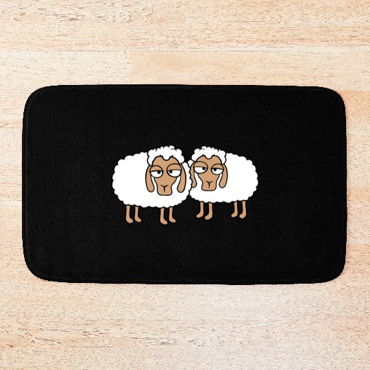 2 Sheep Tired Bored Look Team Sweet Crew Friends Bath Mats