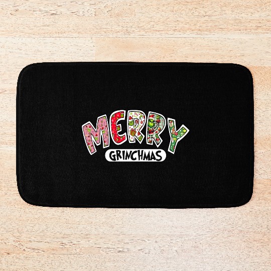 Merry Grin Happy Christmas Bath Mats